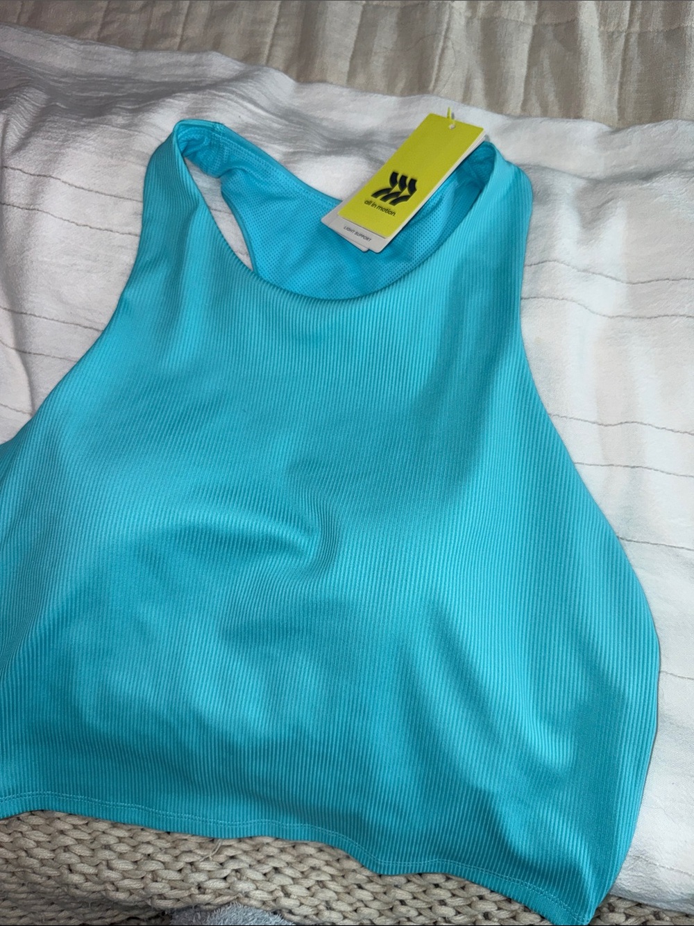 NWT All In Motion Rib Flex Crop Workout Tank Top XXL Aquamarine